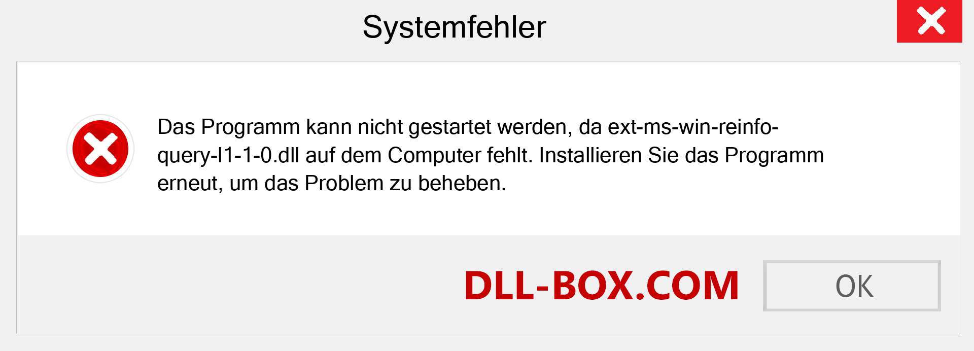 ext-ms-win-reinfo-query-l1-1-0.dll-Datei fehlt?. Download für Windows 7, 8, 10 - Fix ext-ms-win-reinfo-query-l1-1-0 dll Missing Error unter Windows, Fotos, Bildern