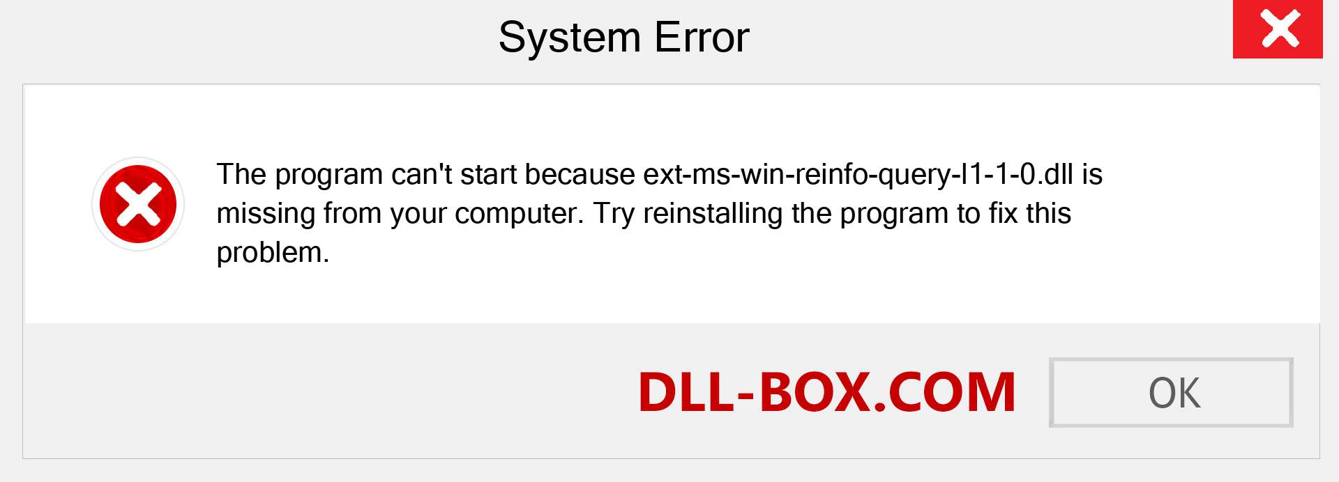  ext-ms-win-reinfo-query-l1-1-0.dll file is missing?. Download for Windows 7, 8, 10 - Fix  ext-ms-win-reinfo-query-l1-1-0 dll Missing Error on Windows, photos, images